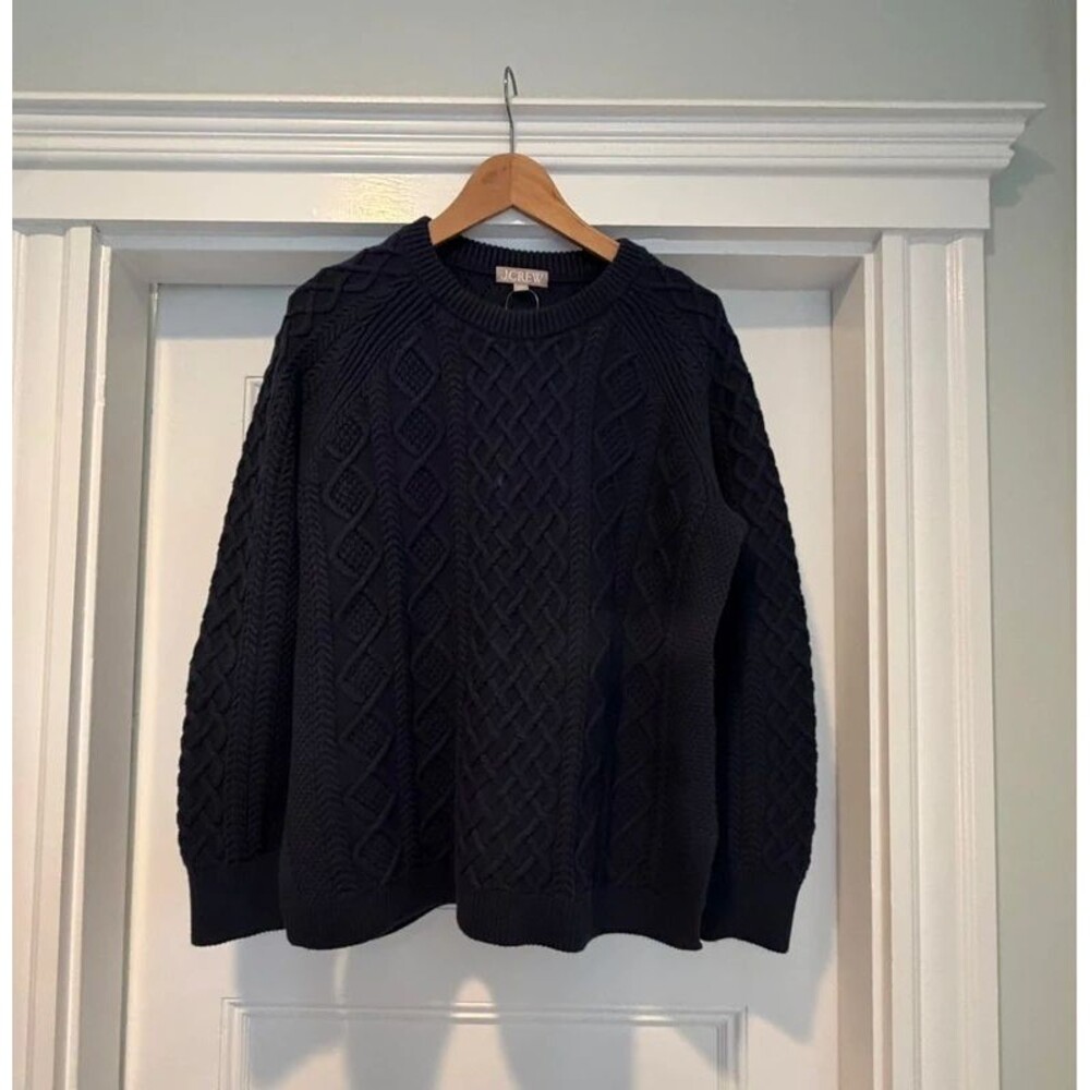 J.Crew Women’s 100% Cotton Cable-Knit Sweater Navy Size L
